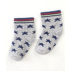 Cute Walk by Babyhug Cotton Blend Ankle Length Anti Bacterial Socks Space Design Pack of 5 - Blue & Grey