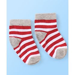 Cute Walk By Babyhug Anti Bacterial Non Terry Ankle Length Stripe Socks Pack Of 5 - Multicolor