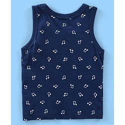 Babyhug 100% Cotton Antibacterial Sleeveless Sando Vests Stripes & Penguin Print Pack of 5- Blue Red & Yellow
