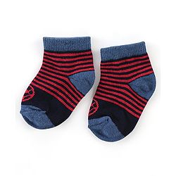 Cute Walk by Babyhug Anti Bacterial Anti Skid Ankle Length Socks Striped Design Pack Of 3 - Multicolour