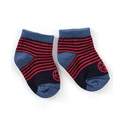 Cute Walk by Babyhug Anti Bacterial Anti Skid Ankle Length Socks Striped Design Pack Of 3 - Multicolour