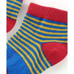 Cute Walk by Babyhug Anti Bacterial Anti Skid Ankle Length Socks Striped Design Pack Of 3 - Multicolour