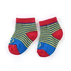 Cute Walk by Babyhug Anti Bacterial Anti Skid Ankle Length Socks Striped Design Pack Of 3 - Multicolour