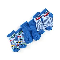 Cute Walk by Babyhug Anti Bacterial Ankle Length Socks Car Design Pack Of 3 - Multicolour