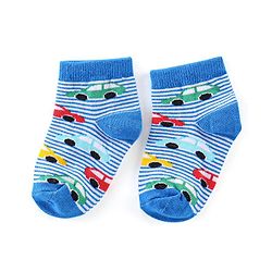 Cute Walk by Babyhug Anti Bacterial Ankle Length Socks Car Design Pack Of 3 - Multicolour