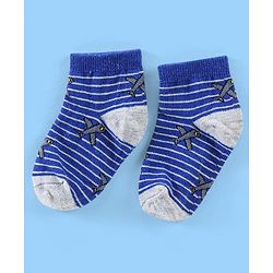 Cute Walk By Babyhug Cotton Anti Bacterial Ankle Length Socks Car & Rocket Design Pack Of 3- Lavender Pink & Blue