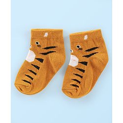 Cute Walk by Babyhug Anti Bacterial Ankle Length Socks Tiger Design Pack Of 3 - Blue White & Yellow