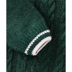Babyhug Full Sleeves Cable Knit Sweater Solid- Green