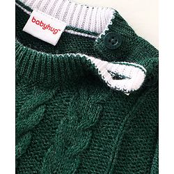 Babyhug Full Sleeves Cable Knit Sweater Solid- Green