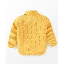 Babyhug Full Sleeves Cable Knit Sweater Solid- Yellow
