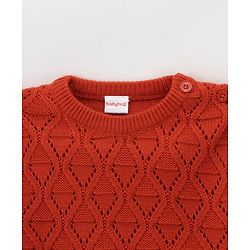 Babyhug Knit Full Sleeves Sweater With Cable Knit Design - Red