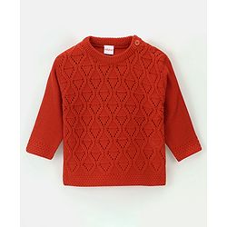 Babyhug Knit Full Sleeves Sweater With Cable Knit Design - Red