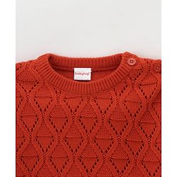 Babyhug Knit Full Sleeves Sweater With Cable Knit Design - Red