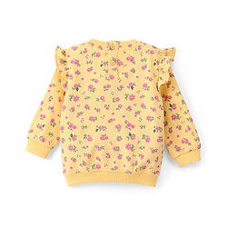 Babyhug Cotton Full Sleeves Floral Printed Sweatshirt With Petal Embroidery & Frill Detailing- Yellow