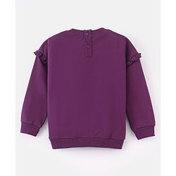 Babyhug Cotton Knit Full Sleeves Sweatshirt with Sequins & Frill Detailing - Dark Purple
