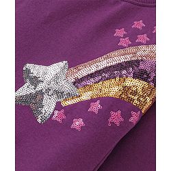 Babyhug Cotton Knit Full Sleeves Sweatshirt with Sequins & Frill Detailing - Dark Purple