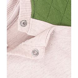 Babyhug Cotton Knit Raglan Sleeves Sweatshirt with Quilting Details & Lion Graphics Print - Oatmeal