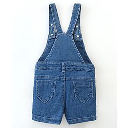 Babyhug 100% Cotton Cap Sleeves Tee With Dungaree Floral Print & Embroidery- Pink & Blue