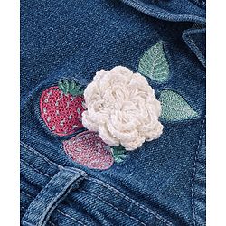 Babyhug 100% Cotton Cap Sleeves Tee With Dungaree Floral Print & Embroidery- Pink & Blue