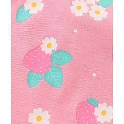 Babyhug 100% Cotton Cap Sleeves Tee With Dungaree Floral Print & Embroidery- Pink & Blue
