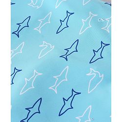 Babyhug Raglan Half Sleeves Shark Printed Thigh Legged Swimsuit  - Blue