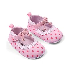 Cute Walk by Babyhug Booties With Velcro Closure & Polka Dot Print- Pink