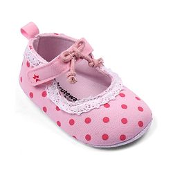 Cute Walk by Babyhug Booties With Velcro Closure & Polka Dot Print- Pink