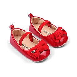 Cute Walk by Babyhug Booties with strap and Bow Applique - Red
