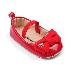 Cute Walk by Babyhug Booties with strap and Bow Applique - Red