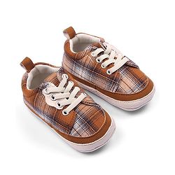Cute Walk by Babyhug Slip On Checked Booties- Brown