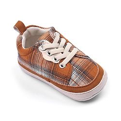 Cute Walk by Babyhug Slip On Checked Booties- Brown
