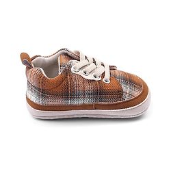 Cute Walk by Babyhug Slip On Checked Booties- Brown
