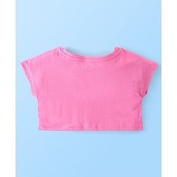Babyhug Cotton Knit Half Sleeves Minnie Mouse Printed Crop Top with Inner Tee - Pink & White
