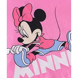 Babyhug Cotton Knit Half Sleeves Minnie Mouse Printed Crop Top with Inner Tee - Pink & White