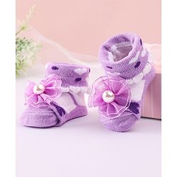 Cute Walk by Babyhug Socks Shoes with Applique - Light Purple