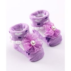 Cute Walk by Babyhug Socks Shoes with Applique - Light Purple
