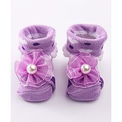 Cute Walk by Babyhug Socks Shoes with Applique - Light Purple