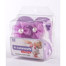 Cute Walk by Babyhug Socks Shoes with Applique - Light Purple