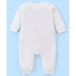 Babyhug 100% Cotton Knit Full Sleeves Baptism Romper with Bow - White