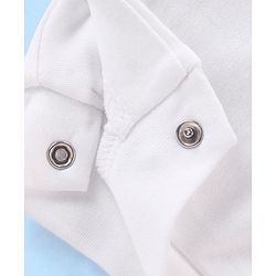 Babyhug 100% Cotton Knit Full Sleeves Baptism Romper with Bow - White