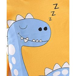 Babyhug Cotton Knit Full Sleeves Night Suit with Dino Print - Yellow