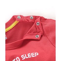 Babyhug Cotton Knit Full Sleeves Night Suit Bear Print - Red