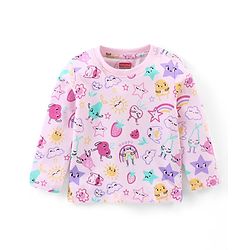 Babyhug Cotton Knit Full Sleeves Night Suit With Fruits Print - Pink