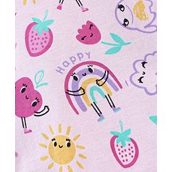 Babyhug Cotton Knit Full Sleeves Night Suit With Fruits Print - Pink