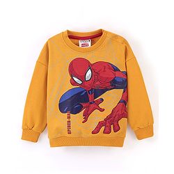 Babyhug Cotton Knit Full Sleeves Sweatshirt Spiderman Graphics Print - Yellow