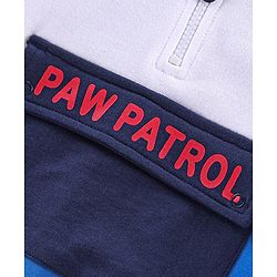 Babyhug Cotton Knit Full Sleeves Cut & Sew Sweatshirt With Hood & Paw Patrol Graphics - Blue & White