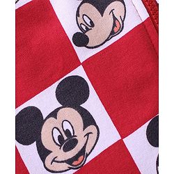 Babyhug Cotton Knit Full Sleeves Hooded Sweat Jacket with Mickey Mouse Print - Red
