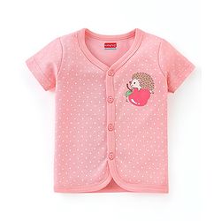 Babyhug 100% Cotton Half Sleeves Front Open Printed Vests  Pack of 3 - Pink & Yellow