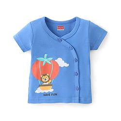 Babyhug 100%  Cotton Knit Half Sleeves Front Open Vest Lion Print Pack of 3 - Multicolour