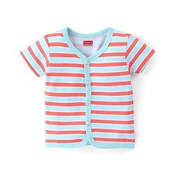 Babyhug 100%  Cotton Knit Half Sleeves Front Open Vest Lion Print Pack of 3 - Multicolour